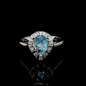 Ladies Pear Shaped Blue Topaz Ring
